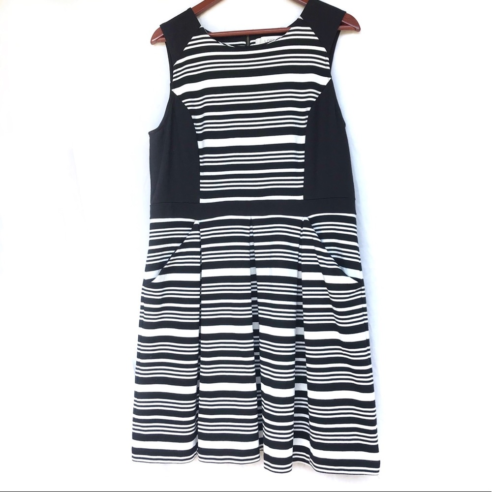 LOFT Stripped Black and White Dress Size 14